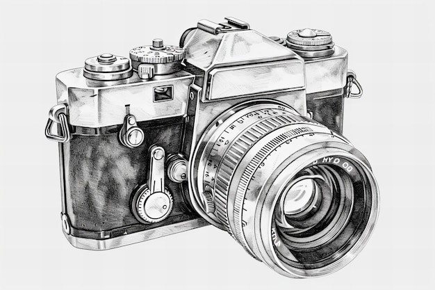 Ultra realistyczny akwarel vintage kamera rysowanie przezroczyste tło png styl wektorowy prosty des