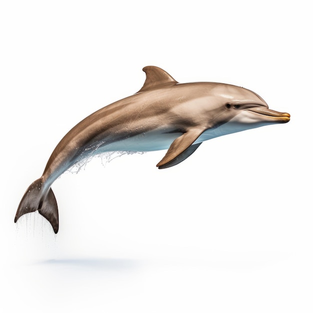 Ultradetailed Sideview Dolphin Skoki Na Białym Tle