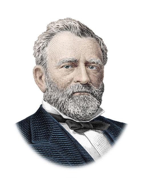 Ulysses S. Grant portret na białym tle