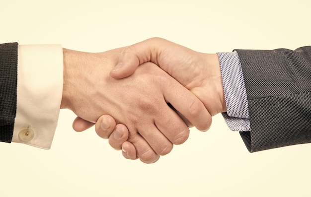 Umowa biznesowa z dwiema drżącymi rękami i wsparcie partnerstwa i gest powitalny współpracy!