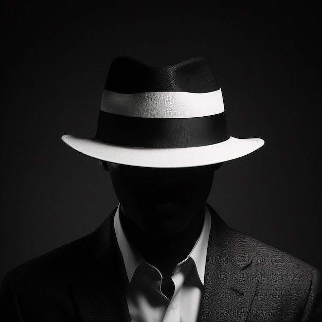 Un Homme En Costume Blanc Et Chapeau Avec Le Mot Anonyme Dessus