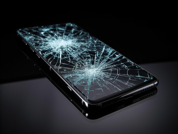 un smartphone con pantalla rota el vidrio fractur