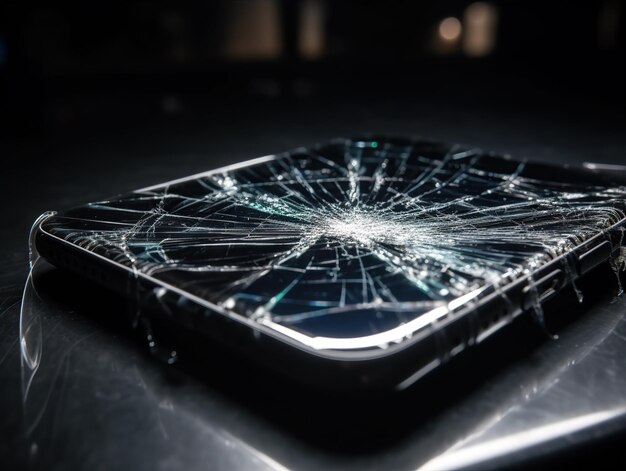 un smartphone con pantalla rota el vidrio fractur