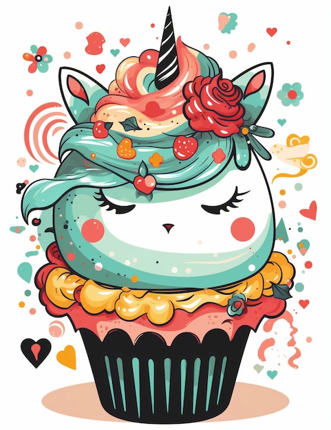 Unicorn cupcake clip art