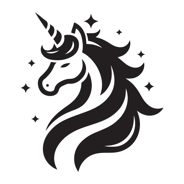 Unicorn line art sylwetka ilustracja wektorowa
