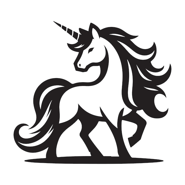Unicorn line art sylwetka ilustracja wektorowa