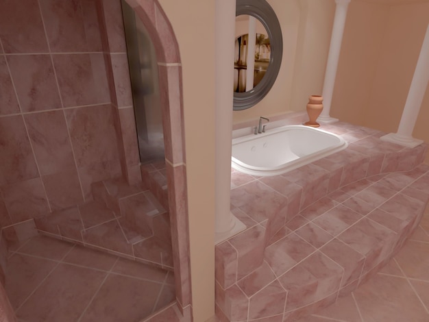 unikalny nowoczesny wystrój wnętrz łazienki inspiracja renderowania 3d