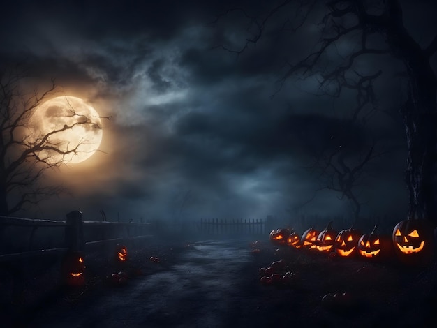 Upiorne tło nocy na baner Halloween