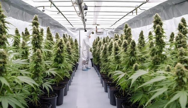 Uprawa rośliny marihuany kwitnącej jako legalnej rośliny leczniczej gotowej do zbiorów