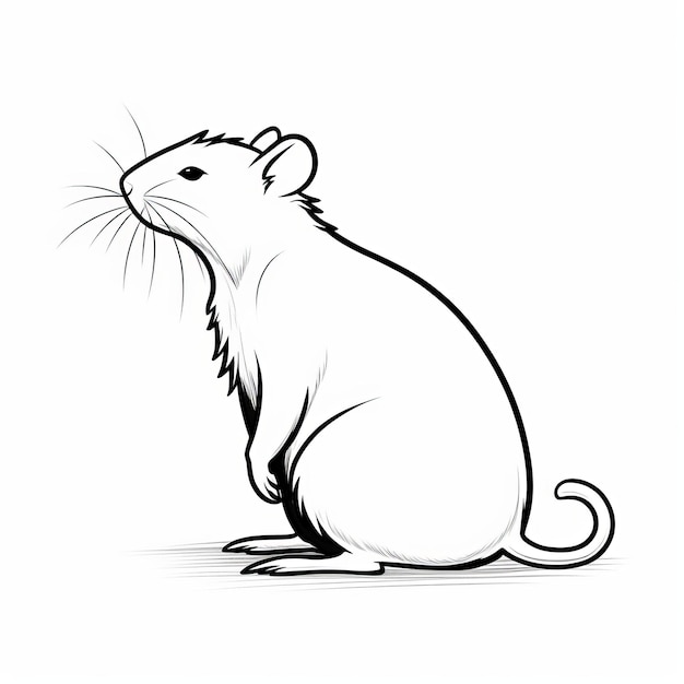 Uproszczony rysunek czarno-białej sylwetki szczura