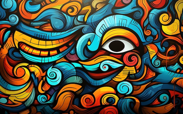 Urban Artistry Ręcznie narysowany kreskówka abstrakcyjny artystyczny graffiti tło