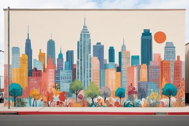Urban Canvas Showcase Art w Cityscape Mural Mockup Spaces