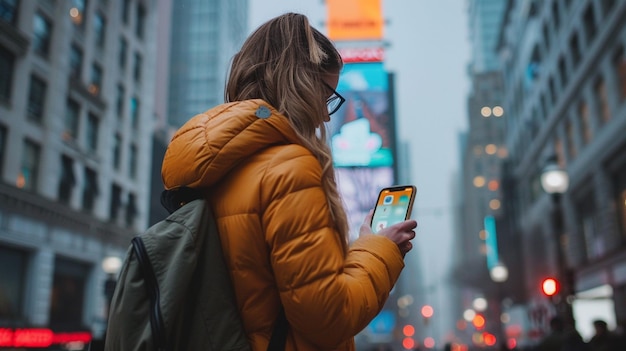 Urban Explorer sprawdza telefon.