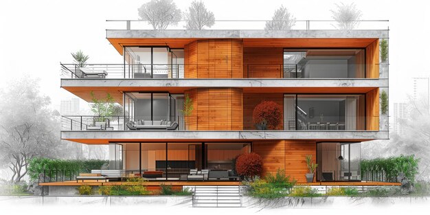 Urban Luxury Apartment House Design for Modern Home Architecture Generatywna sztuczna inteligencja