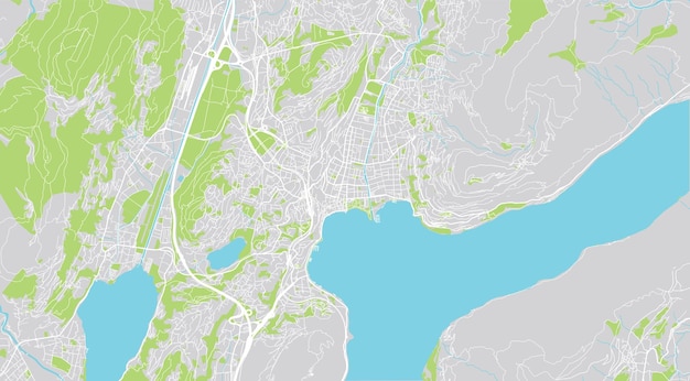 Urban wektor mapa miasta Lugano Szwajcarii Europy