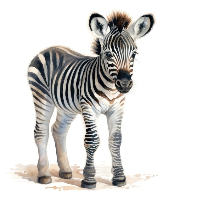 Urocza akwarela Baby Zebra Clipart Wygenerowano AI