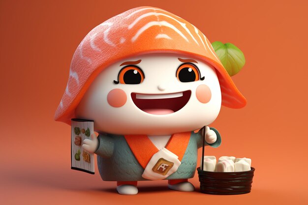 Zdjęcie urocza animacja 3d sushi