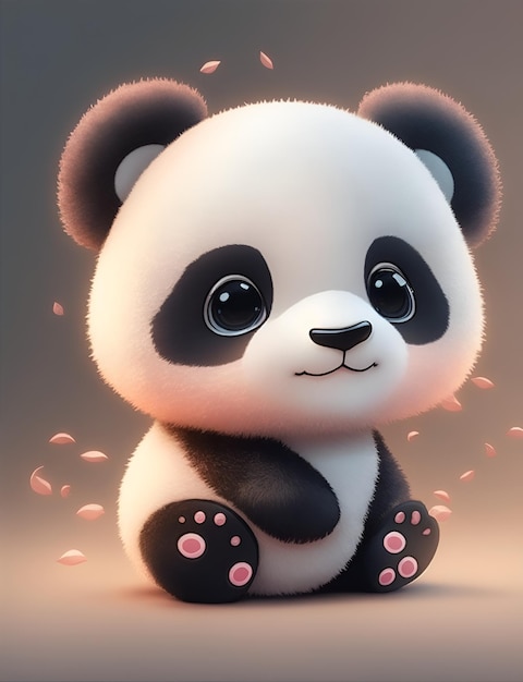 Urocza i puszysta mała realistyczna panda inspirowana pokemonami z kinowym oświetleniem