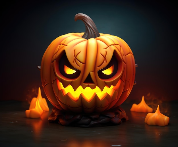 Urocza ilustracja 3D dyni Halloween