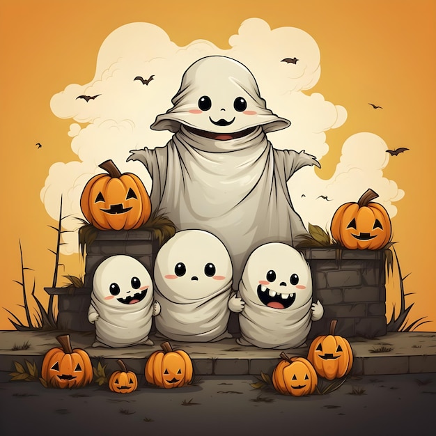 Urocza ilustracja zabawnego wpisu w mediach społecznościowych na imprezę Halloween