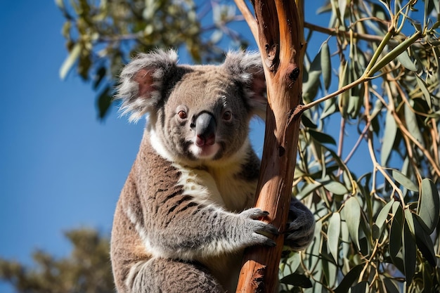 Zdjęcie urocza koala na eukaliptusie