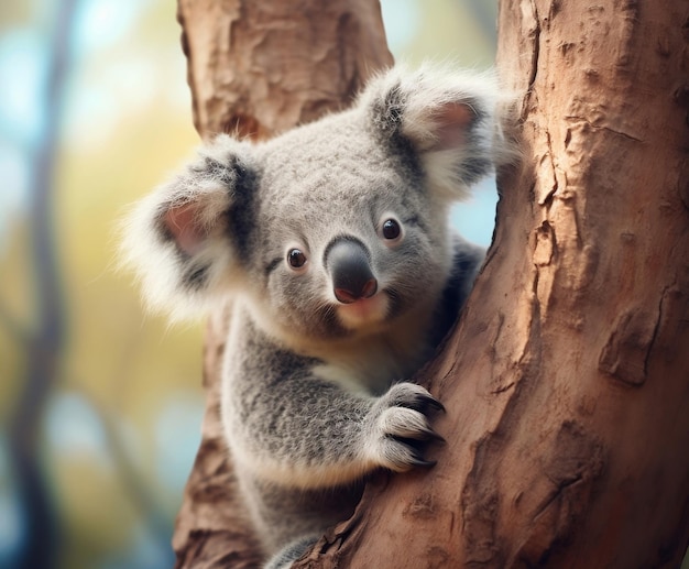 Urocza koala siedząca na drzewie Generacyjna sztuczna inteligencja