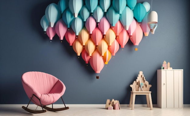 Urocza mała tęczowa girlanda balonowa do dekoracji ścian pokoju dziecięcego w kolorze różowo-niebieskim
