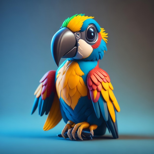 urocza malutka, hiperrealistyczna animowana ara 3D