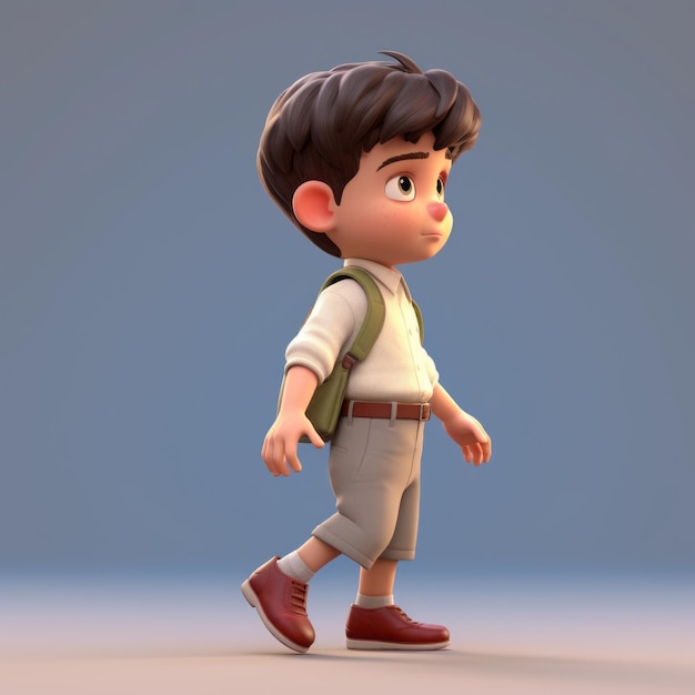 Urocza opiekunka do dzieci spacerująca w stylu Pixara