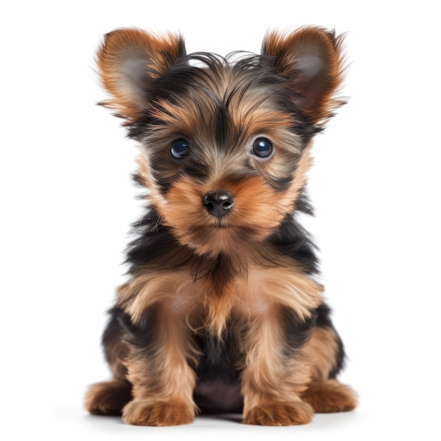 Urocza portret małego szczeniaczka Yorkshire Terrier AI wygenerowana