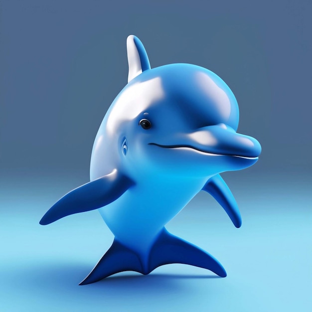 Zdjęcie urocza postać delfina z kreskówek 3d pełna zabawnej, wesołej, radosnej sztucznej inteligencji