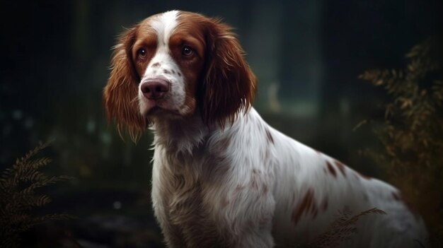 Urocza rasa psa rasy springer spaniel walijski wieczorem Generative AI