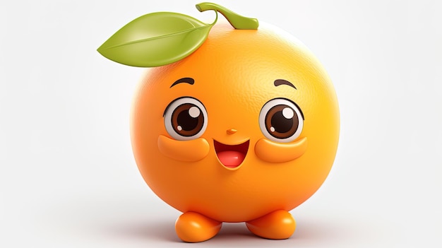 Urocza uśmiechnięta emoji pomarańczowego owocu wygenerowana przez sztuczną inteligencję
