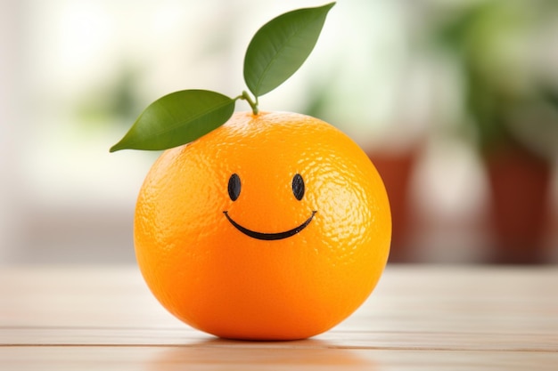 Urocza uśmiechnięta pomarańcza z żywym tłem witaminy C w skórce