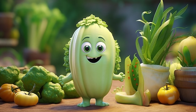 urocza wegańska postać 3D Pixar