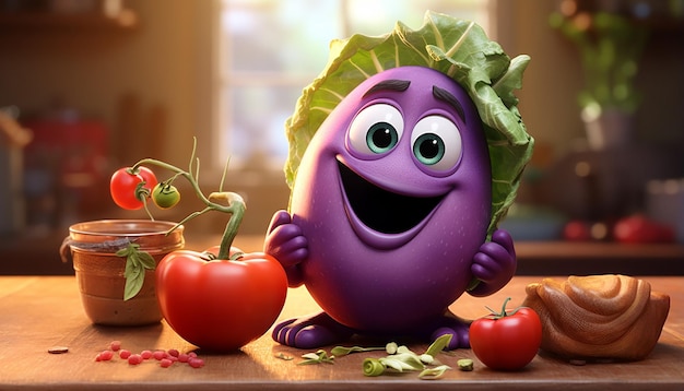 urocza wegańska postać 3d Pixar