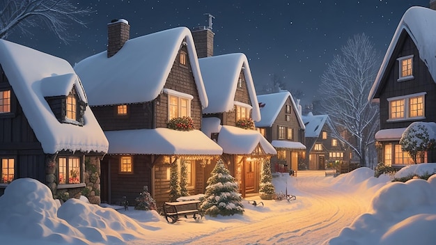 Urocze domki w śnieżnym splendorze