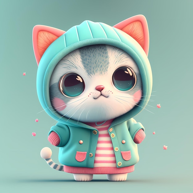 urocze postacie kotów 3D noszą słodkie i zabawne kolorowe ubrania