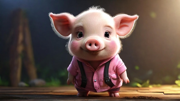 Zdjęcie urocze zwierzę świnia kreskówka 3d
