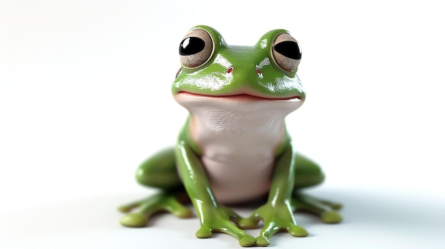 Zdjęcie uroczy 3d przedstawienie cudownie uroczej żaby na czystym białym tle doskonałe do dodania odrobiny kapryśności do każdego projektu lub projektu