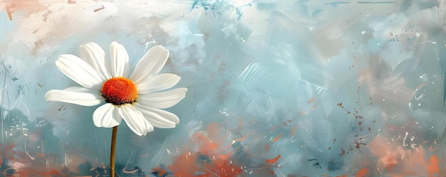 Uroczy akwarelowy portret pojedynczej margarity z miękkim dotknięciem Koncepcja Akwarel malarstwo sztuka kwiatowa margarita kwiat miękkie kolory delikatne szczegóły