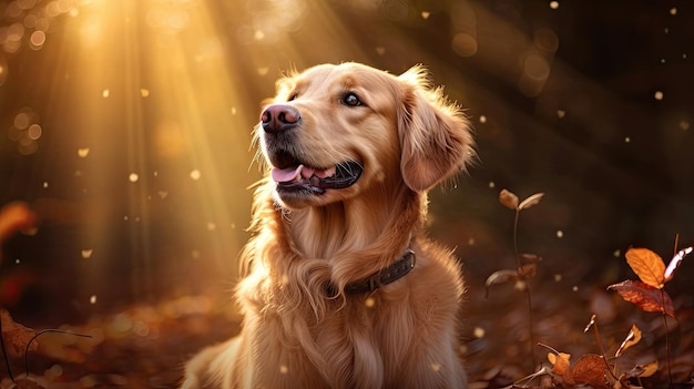 Uroczy golden retriever z błyszczącą sierścią