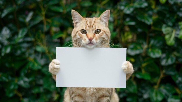 uroczy kot trzymający tabliczkę z napisami do użycia w mediach społecznościowych