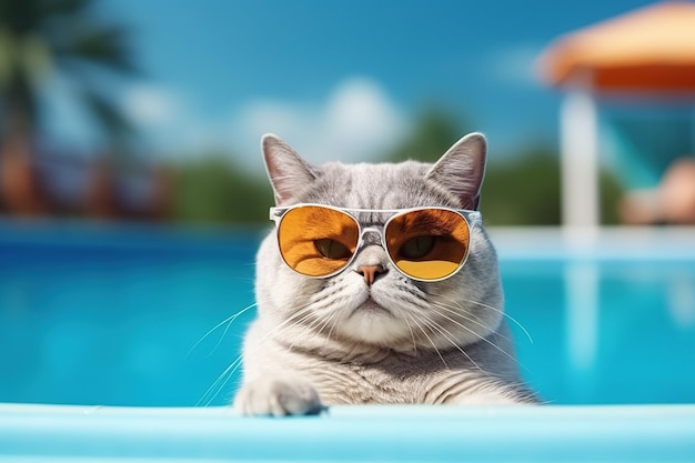 Uroczy kot w okularach przeciwsłonecznych