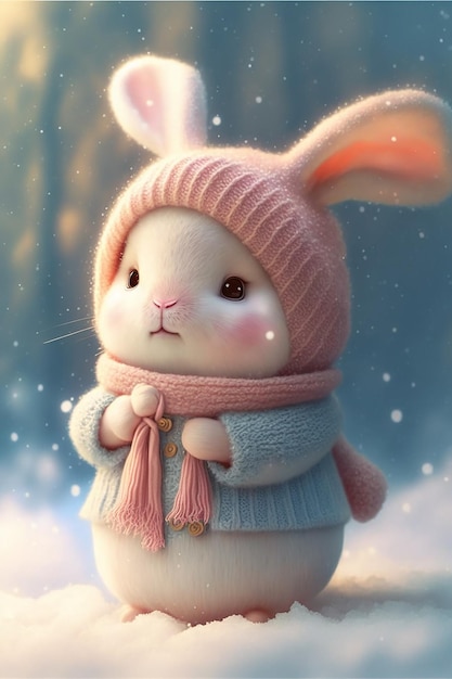 Uroczy królik w zimie