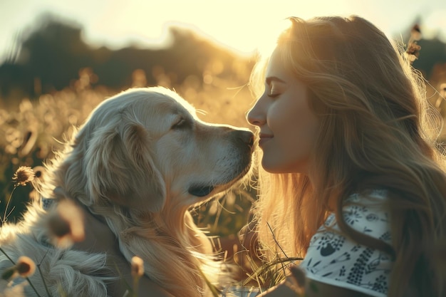 Uroczy moment między szczęśliwym psem a kochającym właścicielem Miłość i przyjaźń