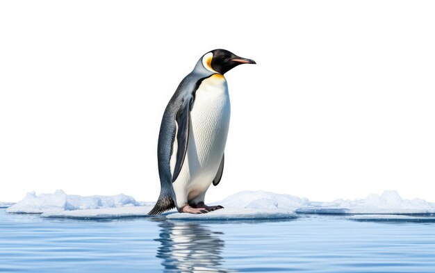 Uroczy, odosobniony pingwin na białym tle