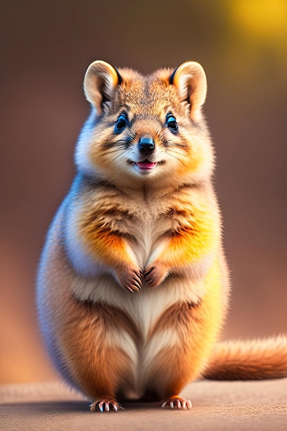 Uroczy Quokka portret Słodki australijski dziki rodak ssak Fluffy futrzany wiewiórka