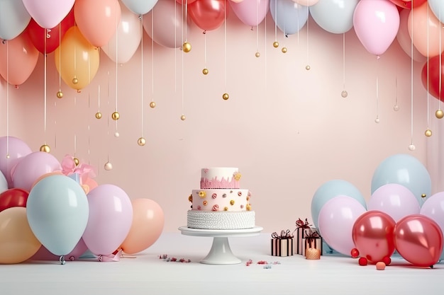uroczy tort urodzinowy dla dziecka z balonami