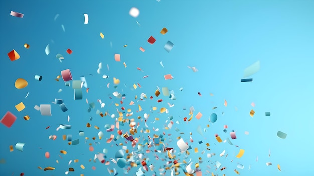 Uroczystość 3D przedstawiająca konfety imprezowe animowane w stylu kreskówek